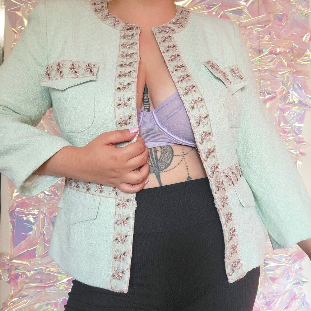 Women Vintage green mint Blazer size S/M